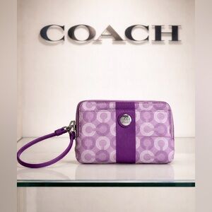 Coach Lavender Wristlet with Logo Pattern